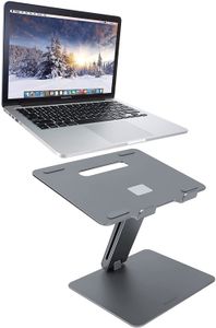 Ayarlanabilir dizüstü standı, ergonomik alüminyum laptop tutucu, taşınabilir laptop yükseltici dizüstü bilgisayar 15.6 inç gri