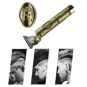 4 digitale Designer-Scherenschneider, wiederaufladbarer elektrischer Haarschneider, goldener Friseursalon, kabellos, 0 mm T-Klinge, kahle Kontur für Männer