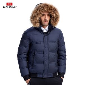 Malidinu Men Down Jacket Inverno Down Casaco Grosso Quente Quente Jaqueta Jaqueta Homens Real Raccoon Pele Duck Down Casacos Homens Use Casacos 201103