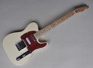 6 Strängar Cream Elektrisk gitarr med svart bindning, Maple Fretboard, Röd Pearled Pickguard, kan anpassas