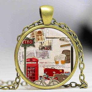 Naszyjniki wisiorek Naszyjnik Podróży Red Telefon Booth London Anglia Wielka Brytania Wielka Brytania Kobiety Mężczyźni Biżuteria Łańcuch Charm1