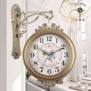 European Creative Wall Clock Classic Living Room Vintage Double Sided Wall Clock Modern Design Reloj De Pared Home Decor DF50WC H1230