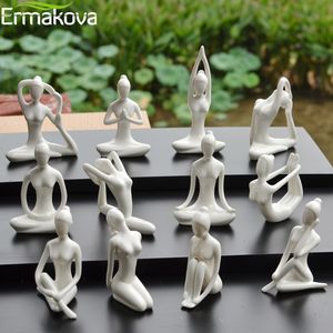 EAKOVA 12 Styles Abstract Art Ceramic Yoga Poses Figurine Porcelain Yoga Lady Figure Statue Home Yoga Studio Decor Ornament Y0107