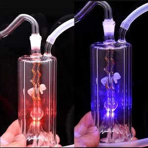 LED Light Change Fooths Szklany Szkło Rurowe Lights Bongs Fajki Tobacco Miska Handcraft Przenośny Shisha Oil Percolater Bubbler Water Rury dla palaczy