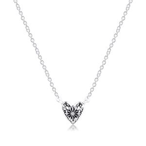 100% Authentic 925 Sterling Silver Heart of Winter Necklace för kvinnor Party Gift Fine Smycken Leverans Partihandel Q0531