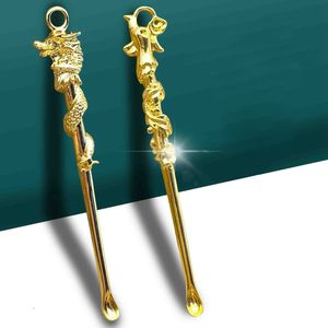 Smoking Gold Silver Dragon Phoenix Portable Dabber Nails Tip Straw Wax Oil Rigs Spoon Shovel Snuff Snorter Sniffer Dry Herb Tobacco Cigarette Bong Hookah Holder DHL
