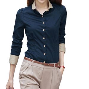 Camisas de manga longa camisas de mulheres outono lapela escritório senhoras botão camisa casual blusas de negócios blue tops blusas