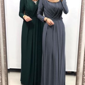 Etnik kıyafet artı boyutu zarif kalem Abaya Elbise Kadın Müslüman İslami Kıyafetler Tam Sleep Vintage Vestidos Belt Hijab1