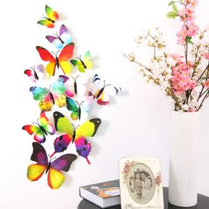 Borboleta Adesivos de Parede Decoração de Parede Murais 3d Ímã Borboletas DIY Decalques de Arte Casa Quartos Kids Decoração 12 pçs / lote LX4512