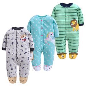 Nowe Baby Spring Boys Odzież Noworodków Pajacyki Baby Girl Kombinezon Ciepłe Fleece Kids Kombinezon 0-12m Tanie Outfit Niemowląt Odzież LJ201023