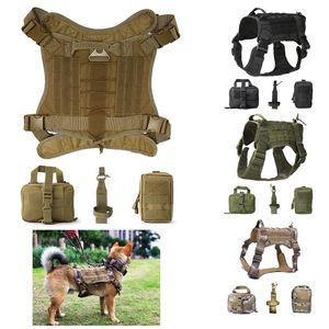 屋外戦術トレーニングベストハーネスカモフラージュ犬服モルロードジャケットギアベストキャリアポーチ付きNO06-201B