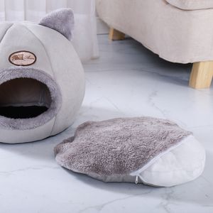 Soft Cat House Warm Bed Cave Tent with Removable Cushion Winter Sleeping Pet Pad Nest Cats Products Y200330237m