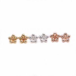 Mode bloemen stud oorbellen gecontracteerd bloemblaadje stijl oor nagels goud zilver roos drie kleur geschikt voor vrouwen