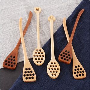 Wooden Coffee Stirring Spoon Bee Tools Stirrer Muddler Stirring Stick Honey Dipper Wood Carving Spoons LYX189
