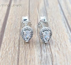 Authentische 100 % 925 Sterling Silber Pandora Radiant Teardrops Clear CZ Ohrstecker mit klarem Cz, passend für europäische 2296252CZ