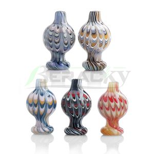 Beracky US Color Glass Bubble Carb Cap 25mmOD With Feather Style Colorful Glass Carb Cap Heady Glass Caps For Beveled Edge Quartz Banger