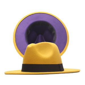 2021 England Style Men Patchwork Felt Jazz Fedoras Women Church and Party Hats Big Wide Brim Ladies Couple Fedora Hats