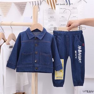 Nuovo bambino neonato con cappuccio abbigliamento casual vestito denim manica lunga autunno ragazzo ragazzo abbigliamento per bambini abbigliamento sportivo completo per bambini