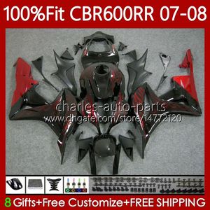 Honda CBR 600RR CBR600 RR F5 2007-2008 RR CC F5 600F5 CBR600F5 CBR600RR 07 08注入型フェアリング赤い炎