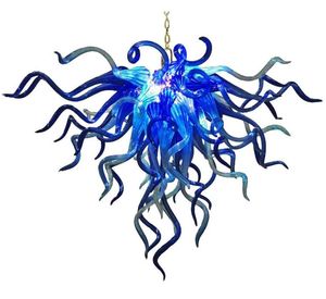 Lampen Blaue Pendelleuchten Schirme Art American Pride Kronleuchter Handgefertigter Kronleuchter aus geblasenem Glas für das Esszimmer Individuelles Licht