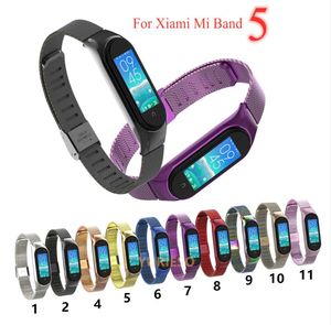 MIBAND 5 Correa MI5 손목 밴드 용 Xiaomi MI 밴드 5 손목 스트랩 스테인레스 스틸 팔찌 교체 용 MI 밴드 5 금속 스트랩