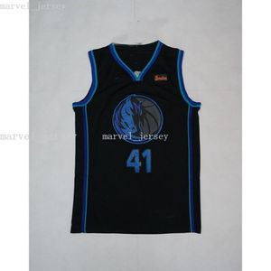 Szyte Niestandardowe 41 Nowitzki Black Jersey Women Youth Mens Koszykówka Koszulki XS-6XL NCAA