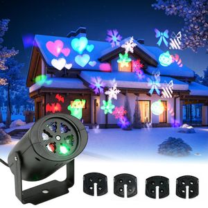 Christmas Snowflake Projector Lights Rotating LED Stage Light Outdoor Waterproof Landscape Light Holiday Halloween Party Decor Y201006