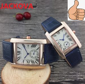 TOP Fashion Luxury Man Women Rettangolo Shape Watch bel cinturino in vera pelle di design Lady Watch Orologio al quarzo di alta qualità