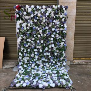 SPR DIY Stor storlek Roll Up Mix Color Silk Artificial Rose Wedding Backdrop Stand Flower Wall