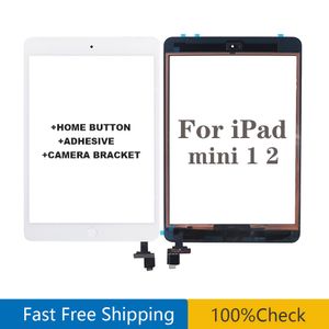 For iPad 1 mini 2 Touch Screen Digitizer Glass Panel Lens Sensor Repair + IC +Home Button Flex with sticker free shipping