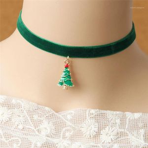 Collares colgantes Vintage Árbol de Navidad Bell Enamel Charm Collar Hacer Aleación Navidad Clavícula Cuello Cuello Decoración para el Hogar Accesorio1