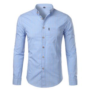 Mens Plaid Cotton Casual Slim Fit Long Sleeve Button Down Dress Shirts Fashion Men Work Business Brand Shirt Chemise Homme