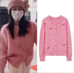 1127 L 2022 Runway Autumn Brand SAme Style Sweater Long Sleeve Cardigan Crew Neck Pink Top Fashion Clothes High Quality Womens binfen