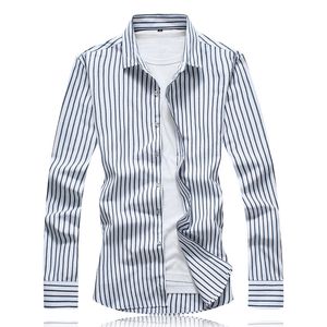 Męskie koszule Casual Plus Size Mens Stripe 3 Kolory Slim Fit Fit Shirt Business Single Breasted 6XL 7XL