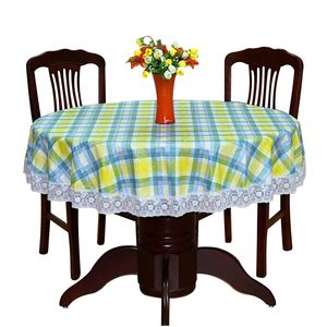 Pastoral PVC Round Tablecloth Waterproof Oilproof Plastic Table Covers Floral Printed Lace Edge Anti Hot Coffee Table Cloths T200707