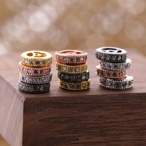 New Fashion Handmade DIY Bracelet Charms Micro Pave Crystal Zircon Gold/Silver/Black Round Copper Spacer for Sale