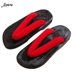 夏の男性女性木製のゲテア女性ファッションフリップフロップサウナスパホームビーチウェアスリッパサンダル日本の伝統的な靴Y200107