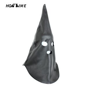 Hottime PVC Deri Sihirbazı Kısıtlama Maskesi Köpek Headgears Kafa Hood Tamamen Kapalı Erotik Fetiş BDSM Çiftler Cinsel Esaret Y201118