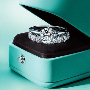 Novo casal casamento design anéis conjuntos de diamante sterling 925 prata acessórios noivado casamento para mulheres nupcial amor anel y0611248p