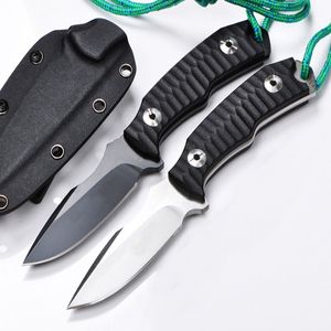 Specialerbjudanden överlevnad rak kniv d2 svart / satin dropppunkt knivar full tang g10 hantera fasta bladknivar med kydex