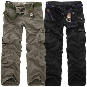 Mężczyźni Cargo Spodnie Wysokiej Jakości Casual Długie Spodnie Luźne Multi Kieszonkowe Kamuflaż Spodnie Wojskowe Męskie Joggers Ulicy Plus Rozmiar 44 H1223