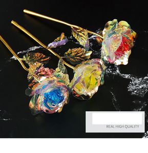 High quality Christmas gift 24k design gilded colorful flower rose creative can keep the permanently as a Valentine's Day