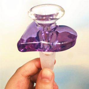 14 mm lila hjärtform Glasskålar Röktillbehör Vattenpipor Vattenpipor Glasskålbägare Bong Shisha Dab Rigs