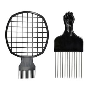 Afro Comb Curly Hair Dirty Braid Perm Style Curling Hair Steel Needle Infated Combs Set Twisted Tool Black W11714