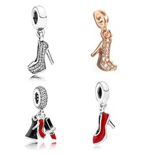 Fit Pandora Charm Bracelet European Silver Charms Snake Beads Lipstick High-heeled Shoes Pendant DIY Snake Chain For Women Bangle Necklace Jewelry