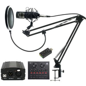 BM Professional Condenser Studio Microphone Audio Vocal recording for Computer karaoke Phantom power pop filter Sound card