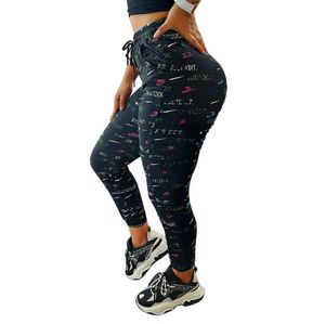 Najnowsze marka drukowane damskie legginsy fitness chude wysoka talia elastyczne push -upy treningowe spodnie Kobiety trening jogi Leggins