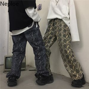Neploe outono calças vintage mulheres elástico cintura harajuku caderna cintura feminino homem streetwear bf estilo longo calça 38977 201106