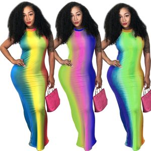 Printing Multicolor Dress Sexy Open Back Elegant Women Casual Hxmp Tie Dye Positioning Dresses