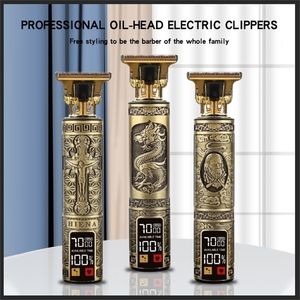 T9 Hair Clipper Professional Electric Shaver Barber Trimmer Machine 0mm skärmaskin för män USB -uppladdningsbar HIENA 220216